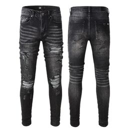 Jeans voor Heren Designer Skinny Biker Zwart Wit Lange Rip Heren Motorfiets Rits Hip Hop Distress Cargo Denim Jeugd Slim Fit Straight Dis