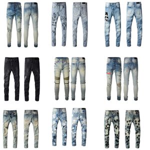 Jeans for men European and American Hip Hop With Hole Blue designer jeans Straight cotton pants luxury Fashion Casual Pattern Light pant size 29-38
