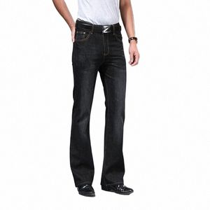 Jeans pour hommes Big Jeans évasés Boot Cut Jambe évasée Coupe ample Taille haute Homme Designer Classic Denim Jeans Taille 28-40 R9wD #