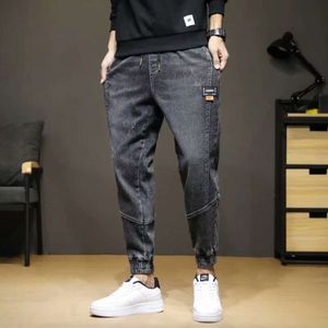 Jeans voor heren zomer dun, los en enkel bond trendy Harlan Koreaanse werkkleding casual lange broek voor lente en herfst
