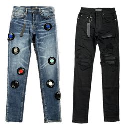jeans voor heren jeans stack jeans Ontwerpers Jeans Distressed Frankrijk Mode Pierre Straight Heren Biker Hole Stretch Denim Casual Jean Heren Skinny broek Zwarte broek