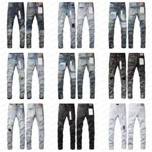 jeans pour pantalons jeans violets tendances jeans violets en détresse noir déchiré motard coupe slim moto Mans jeans empilés hommes jeans baggy trou