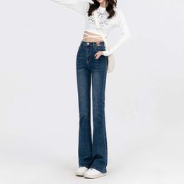 Jeans voor dames lente en herfst 2024 Nieuwe hoge taille kleine gestalte slanke vloer vegen belbroeken