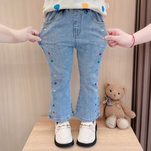 Jeans Meisje Hart Patroon Kind Casual Stijl Kid Peuter Kinderkleding 230711