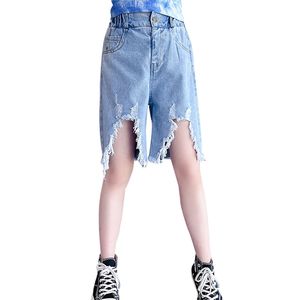 Jeans meisje gat kinderen zomer casual stijl kinderkleding 6 8 10 12 14 210527