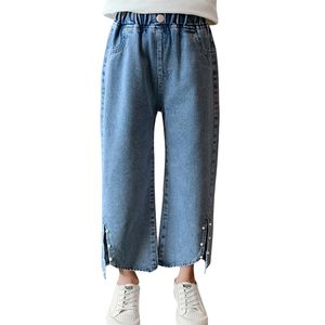 Jeans meisje effen kleur meisjes broek casual stijl voor kinderen lente herfst kinderkleding 6 8 10 12 14 210527