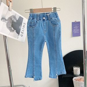 Jeans meisjes kralen jeans lente herfst denim broek baby kinderen lange broek broek Kinderkleding 230424