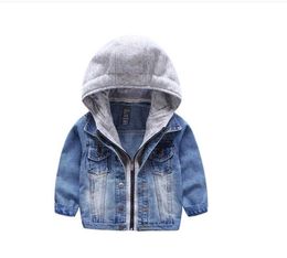 Jeans Girls Jacket Baby Kids Spring Boys Hoodies Coat Denim Lange Mouw Outerwear Children Wind Breaker DF524