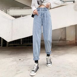 Jeans Guuizyuviz Casual Vintage Korean Jeans Woman High Taille Denim Pantalones Jeans Mujer Losse jeans broek lichtblauw