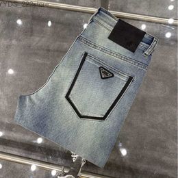 Jeans Hoge kwaliteit herenjeans designer heren slanke kleine rechte katoenen denimbroek fashiona driehoekige letter grafische denims 240304