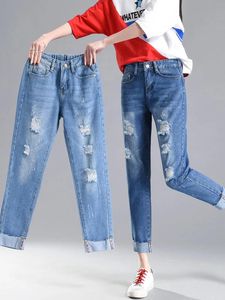 Jeans Taille Haute Trou 2018new Femme Haren Lâche Femmes Pantalon Femme Mode Cassé Déchiré Jeans Étudiant Fille Denim Pas Cher En Gros