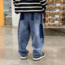 Jeans Japanse mode INS. Harajuku Luie en trendy kunst heren eenvoudige crop-broek lente en herfst kinderjeans 230904