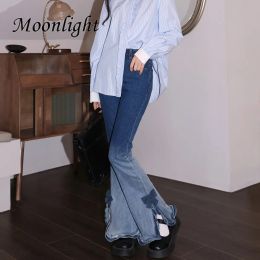 Jeans Japonais Y2k doux taille haute pantalon évasé femmes mode coréenne Chic noeud jean Harajuku jambe large Baggy Denim Pantolon Streetwear