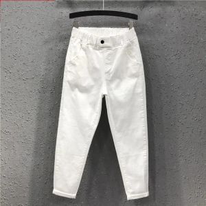 Jean Jean Femme été 2022 printemps taille élastique pantalon blanc Jean ample Femme taille haute automne noir Denim pantalon mode