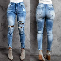 Jeans Jeans 2023 Dames lente nieuwe stijl Gescheurde stretch jeans met middenhoge taille Gescheurde jeans voor dames