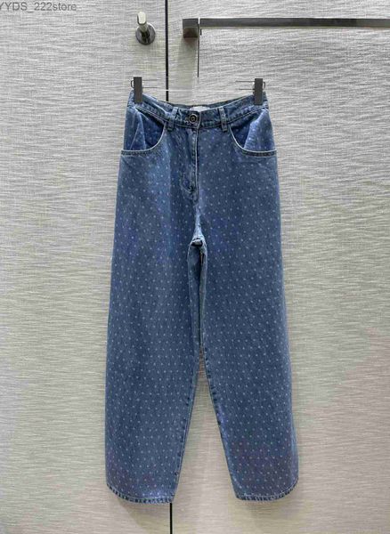 Jeans Jeans Marque Imprimer Wavy-dot Denim Pantalon Droit Tissu Importé Coupe Irrégulière Style Rétro Designer Jeans Vêtements 240304