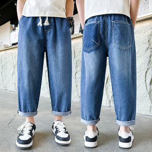 Jeans Jeans pour garçons été pantalons courts légers Streetwear japonais Harajuku mode décontracté Simple pantalon droit 230424