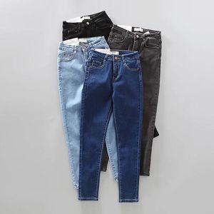 Jeans jeans pour femmes jeans jeans bleu hauteur jean femme jean haut élastique jean femelle gris gris extensible skinny pantalon crayon