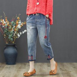 Jeans jeans femme d'été automne pantalon de broderie décontractée