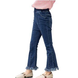 Jeans Kids Girls Retro Spring Herfst Bell-Bottoms Denim Tassel Pants Tiener Flare broek Kinderbodems Fashion Streetwear