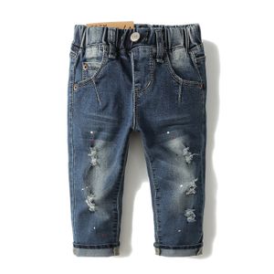 Jeans KIDSCOOL Space bébé garçons trou de déchirure jean enfant en bas âge taille élastique jean serré 230406