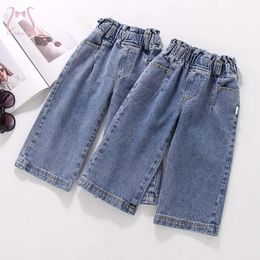 Jeans Koreaanse lente herfst kinderbroek mode meisjes effen kleur denim wijde pijpen peuter kinderkleding 1 tot 5 jaar 231025