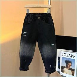 Jeans Koreaanse versie van kinderkleding gradiënt voor jongens casual pluche baby trendy sportbroek kinderen 230616