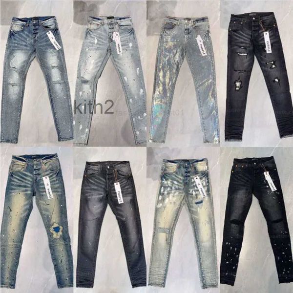 Jeans Ksubi Hombres Púrpura Rasgados Rectos Lágrimas Regulares Lavado Viejo Largo Negro Apilado PU0S