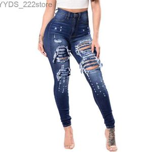 Jean dames Bravo mince lavé déchiré trou dégradé jean Long Denim Sexy régulier pantalons De Mezclilla 240304