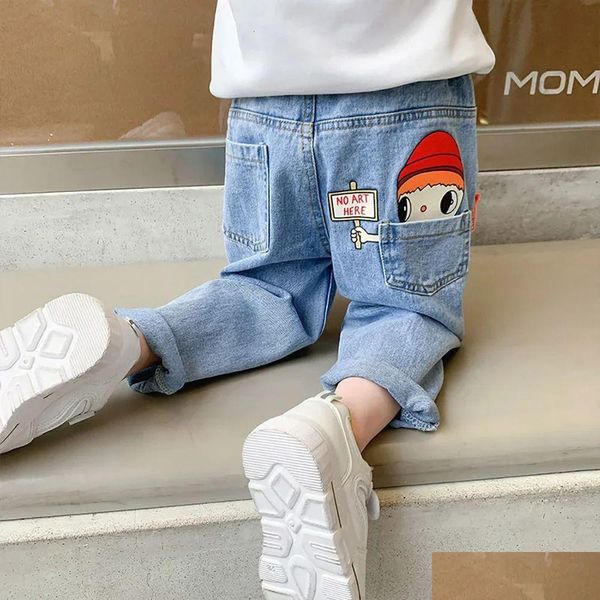 Jeans Belle bande dessinée enfants printemps automne décontracté taille élastique filles Denim pantalon 2-8 ans enfants pantalons 240118 livraison directe Bab Otbps