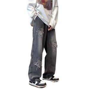 Jeans Hommes Américain Élégant Hip Hop Streetwear Fi Pantalon Déchiré Baggy Cool Unisexe Coréen Pantalons Hombre Pantalon Cargo Hommes T7J5 #