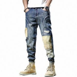 Jeans Mannen Baggy Streetwear Broek Zomer Vaqueros Kleding Hip Hop Fi Patchwork Ripped Jean Rechte Pijpen Blauwe Denim Broek b6JT #