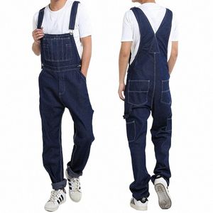 Jeans Hommes Bib Loose Salopette Droite Denim Combinaisons Fi Workwear Pantalon Cargo Pantalon Hip Hop Plus Grande Taille 28 - 50 06mo #