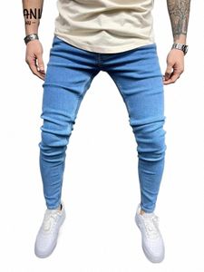 Jeans Mannen Elastische Taille Skinny Broek 2022 Nieuwe Blauwe Heren Denim Broek Stretch Geen Gescheurde Broek Mannelijke Streetwear o9zJ #