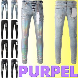 jeans violets jeans pour hommes jeans de créateur jeans larmes jeans skinny couleurs streetwear hippop autocollant broderie droite vente en gros 2 pièces 10% de réduction