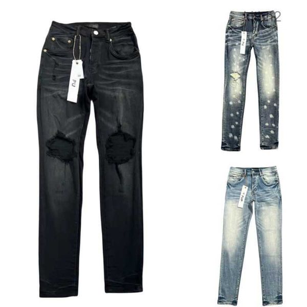 Jeans Hombres Diseñador de alta calidad Miri Moda para hombre Estilo de motocicleta Pantalones Pantalón desgastado Rasgado Biker Bordado Parche L6 GIZ7