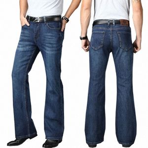 Jeans Heren Heren Uitlopende Jeans Boot Cut Been Uitlopende Mannelijke Designer Klassieke Denim Jeans Hoge Taille Stretch Losse Uitlopende Blauw 17aZ #