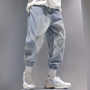 Jeans hommes nouveau Style coréen Jeans hommes mode décontracté ample et grande taille Hip Hop cheville pantalon à bandes X0621