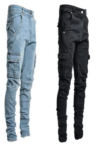 Jeans pantalon des hommes de coton décontracté pantalon denim multi-poche jeans jeans masculine pantalon de crayon en denim de la mode 2206291797458