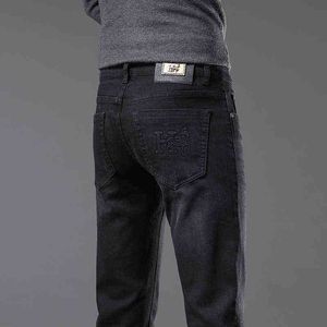 Jeans hommes automne et hiver haut de gamme pantalons décontractés mode élastique petite tenue droite