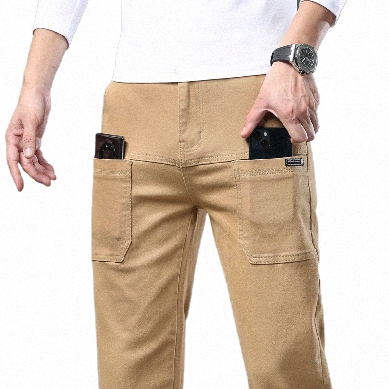 Jeans Men's Elastic FRT Pocket Regular Straight Pants Men's Denim LG Casual All-Match Casual Big Size Byxor X3QR#