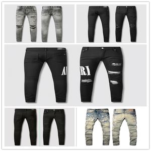 Jeans hommes Hip Hop High Street marque de mode Jeans rétro en détresse point plié hommes concepteur Slim Fit pantalon 28-40 Amirs