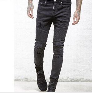 Jeans pantalon de vêtements de jeans pour hommes slp bleu / noir détruit pour hommes slim denim droit de biker droit skinny jeans hommes déchirés