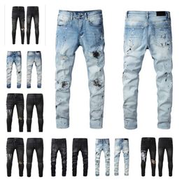 Jeans jeans de créateur de luxe pour hommes pantalons longs déchirés vélos vêtements pour hommes {La couleur envoyée est la même que la photo}