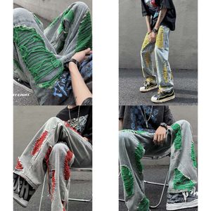 Jeans hommes pour hommes Y2K Ripped ing Hip Hop High Street Personality Punk Gothic Gothic Denim pantalon Pant Streetwear 230517 Wear