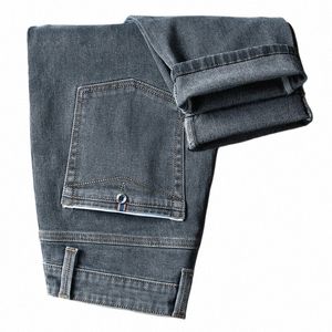 Jeans hommes Slim jambe droite Busin pantalons décontractés mâle automne hiver nouveau Stretch Tide marque Diagal poche gris pantalon p8EO #