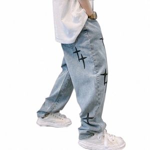 Jeans Hommes Pantalons Cargo à Jambes Larges Hommes Jeans Streetwear Baggy Hommes Lâche Droite Vêtements pour Hommes Y2K Jeans Hip Hop Style Pantalon Homme w38F #