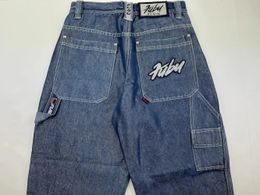 Jeans Hombres Y2K Hip Hop Carta Gráficos Vintage Baggy Harajuku Pantalones de mezclilla Casual Pantalones anchos de cintura baja Streetwear 240321