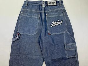 Jeans hommes Y2K Hip Hop lettre graphiques Vintage Baggy Harajuku Denim pantalon décontracté taille basse large pantalon streetwear 240113