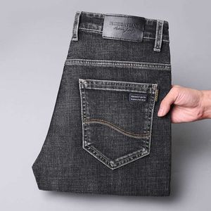 Jeans hommes 2024 printemps/automne mode décontracté classique gris fumée coton élastique grande taille jambe droite porter